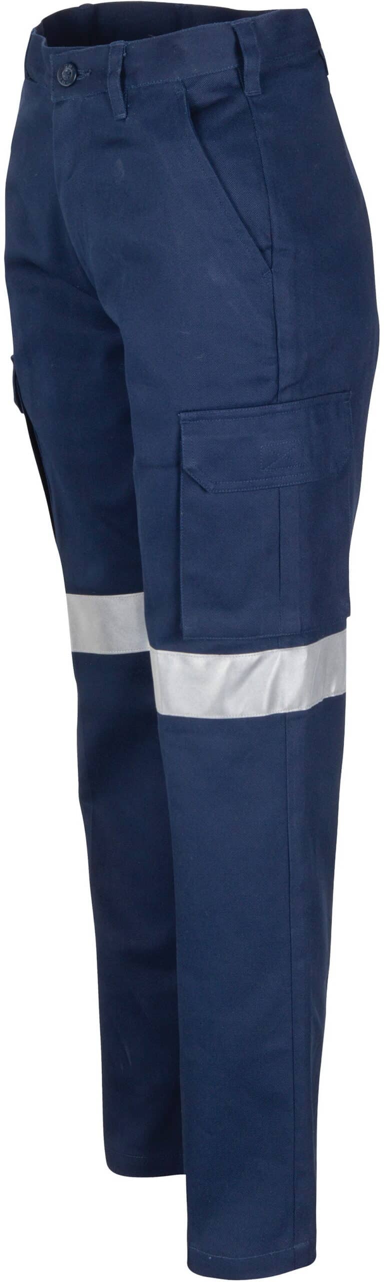 DNC Workwear Ladies Cotton Drill Cargo Pants with 3M Reflective Tape