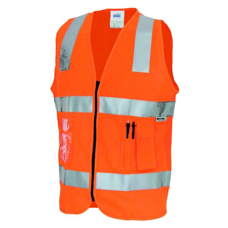DNC Workwear Day/Night Side Panel Safety Vest with Generic R/Tape