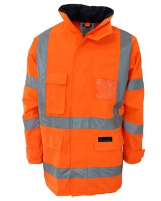 DNC Workwear Hi Vis Breathable Rain Jacket Biomotion tape