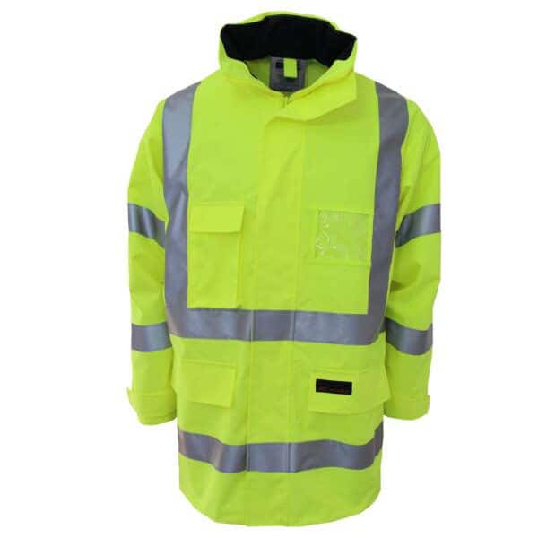 DNC Workwear Hi Vis Breathable Rain Jacket Biomotion tape