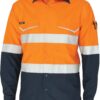 DNC Workwear Two-Tone RipStop Cotton Shirt with Reflective CSR Tape L/S