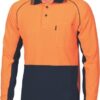 DNC Workwear Hi Vis Cotton Backed Cool-Breeze Contrast Polo - Long Sleeve
