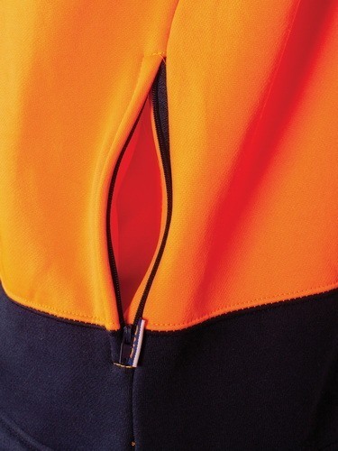 DNC Workwear Hi Vis 2 Tone Full Zip Fleecy Sweat Shirt with Two Side Zipped Pockets