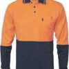 DNC Workwear Cotton Back Hi Vis Two Tone Fluoro Polo - Long Sleeve