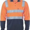 DNC Workwear Cotton Back Hi Vis Two Tone Polo Shirt with CSR R/ Tape - L/S