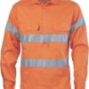 DNC Workwear Hi Vis Close Front Cotton Drill Shirt with 3M R/Tape