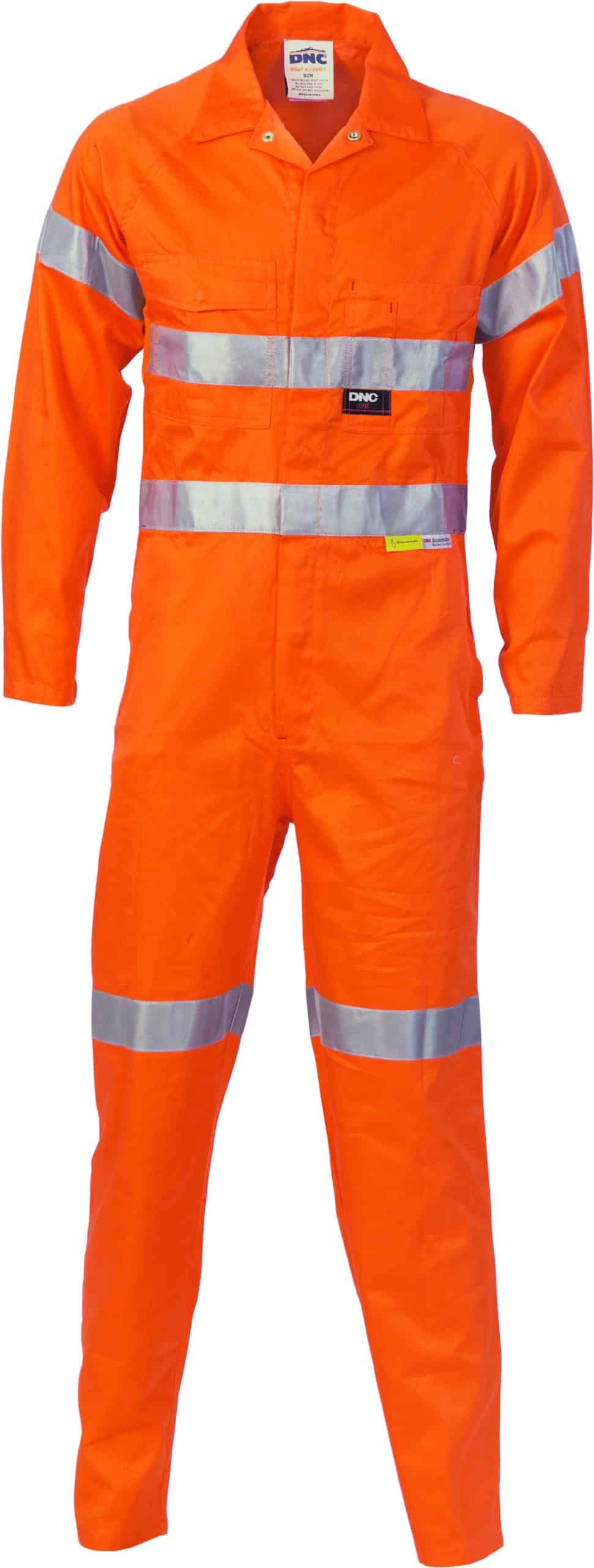 DNC Workwear Hi Vis Cotton Coverall with 3M Reflective Tape