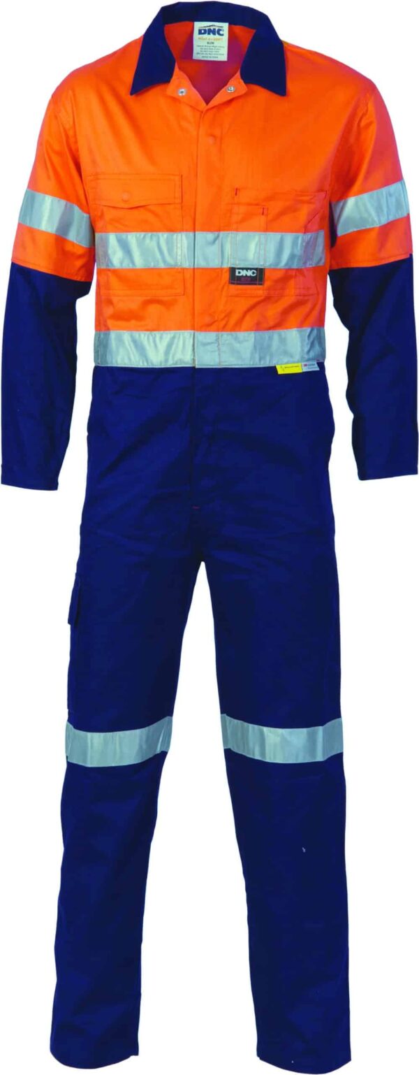 DNC Workwear Hi Vis Two Tone Cotton Coverall with 3M Reflective Tape