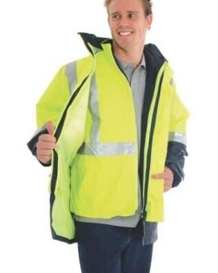 DNC Workwear 4 in 1 Hi Vis Two Tone Breathable Jacket with Vest and 3M Reflective Tape