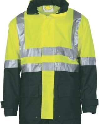 DNC Workwear Hi Vis Two Tone Breathable Rain Jacket with 3M Reflective Tape