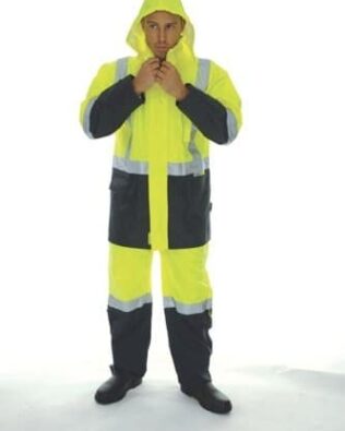 DNC Workwear Hi Vis Two Tone Light weight Rain Jacket with 3M Reflective Tape