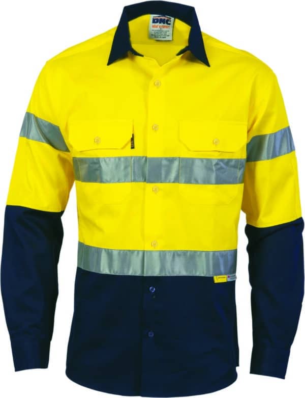 DNC HiVis Cool-Breeze Cotton Shirt with 3M 8910 R/Tape - Long sleeve