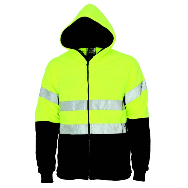 DNC Workwear Hi Vis full zip polar fleece hoodie with CSR R/tape