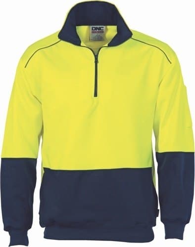 DNC Workwear Hi Vis 2 tone full zip super fleecy hoodie with CSR R/tape