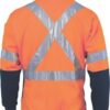DNC Workwear Hi Vis cool-breeze cotton shirt with double hoop on arms & 'X' back CSR R/tape - long sleeve