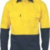 DNC Workwear Hi Vis 2 Tone Cool-Breeze Close Front Cotton Shirt - Long sleeve