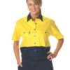 DNC Workwear Ladies Hi Vis 2 Tone Cool-Breeze Cotton Shirt - Short Sleeve