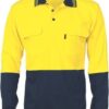 DNC Workwear Hi Vis Cool-Breeze 2 Tone Cotton Jersey Polo Shirt with Twin Chest Pocket - L/S
