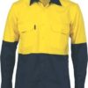 DNC Workwear Hi Vis Two Tone Cotton Drill Vented Shirt - Long Sleeve