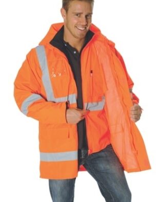 DNC Workwear Hi Vis Cross Back D/N 2 in 1 Rain Jacket