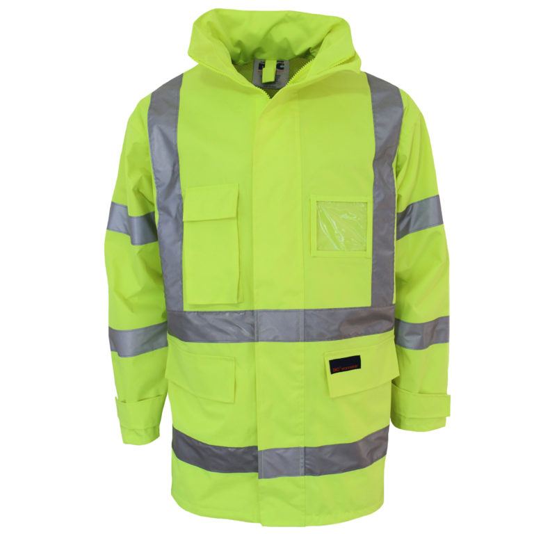 DNC Workwear Hi Vis “X” back Rain jacket Biomotion tape