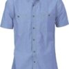 DNC Workwear Cotton Chambray Shirt , Twin Pocket - Short Sleeve