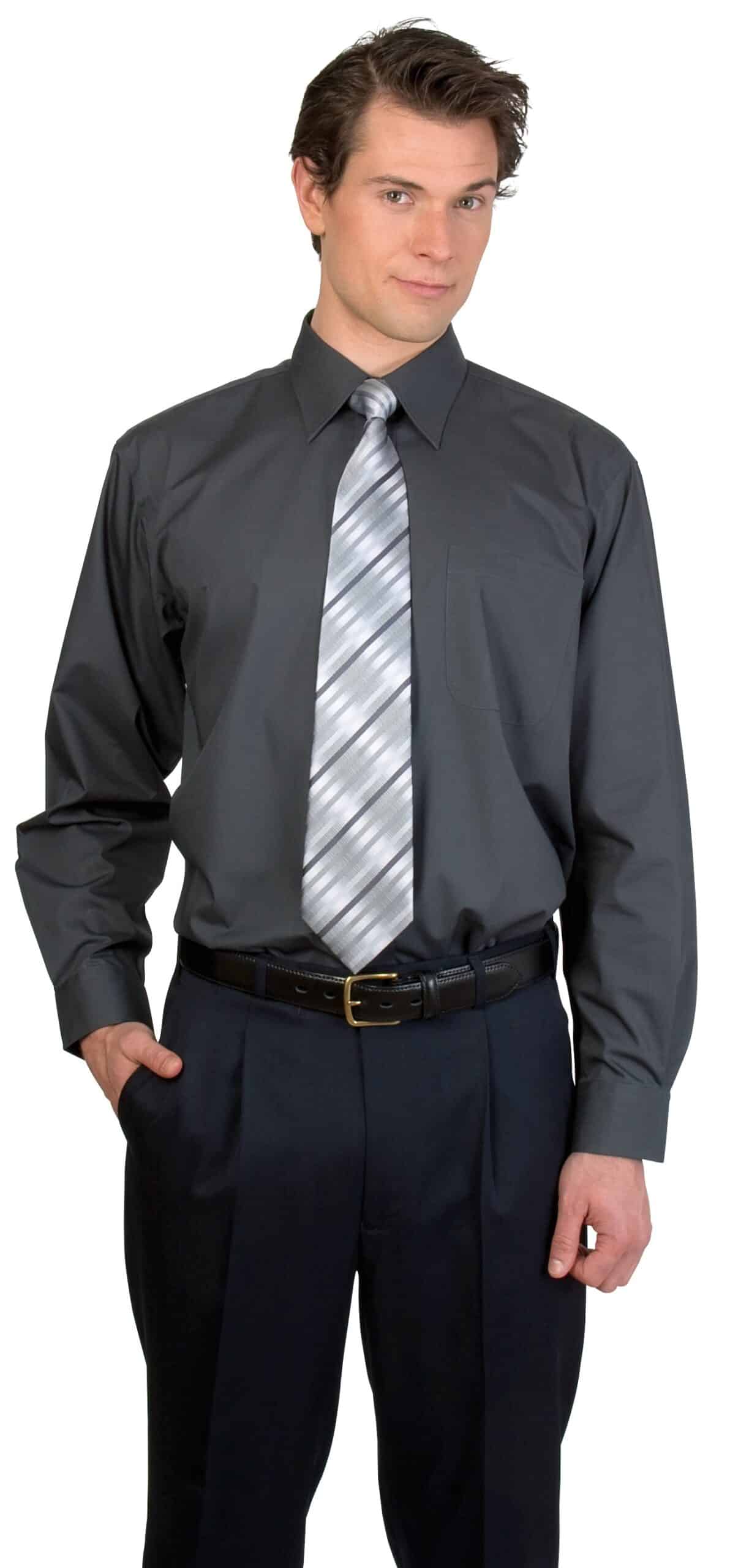 DNC Workwear Mens Premier Poplin Business Shirts Long Sleeve