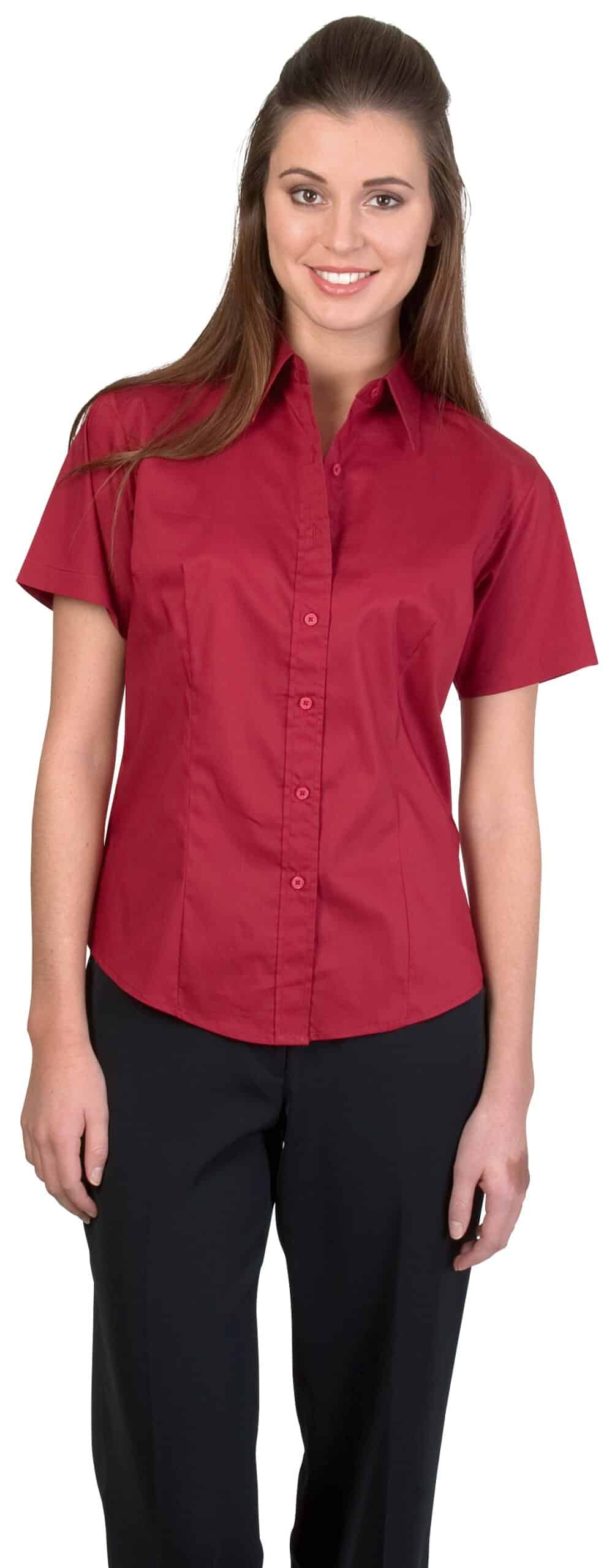 DNC Workwear Ladies Premier Stretch Poplin Business Shirts Short Sleeve