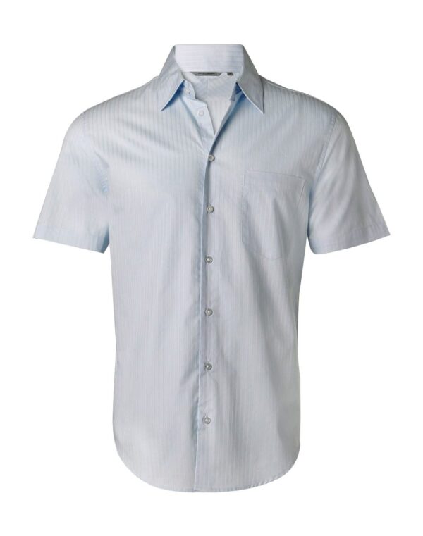 Benchmark Mens Self Stripe Short Sleeve Shirt