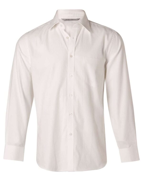 Benchmark Mens Mini Herringbone Long Sleeve Shirt