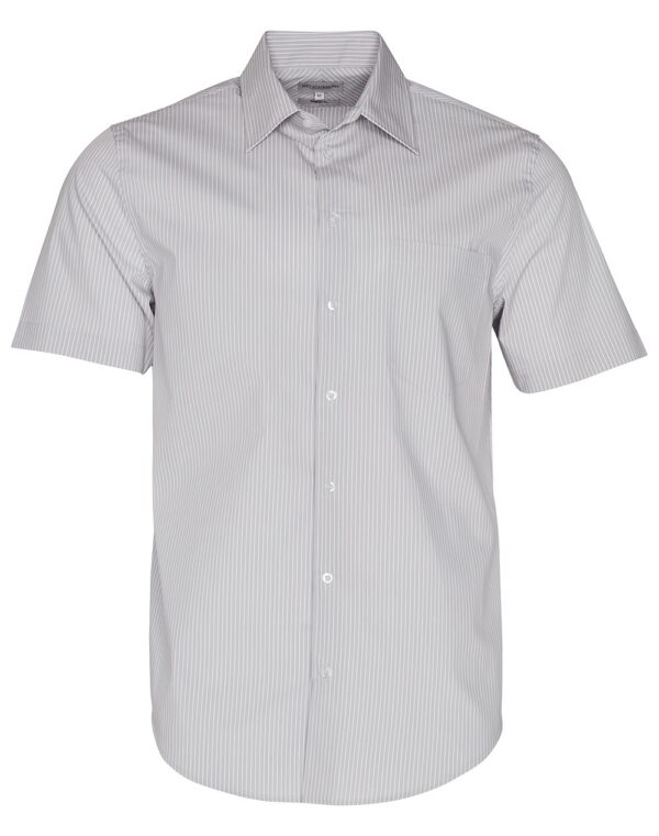 Benchmark Mens Ticking Stripe Short Sleeve Shirt
