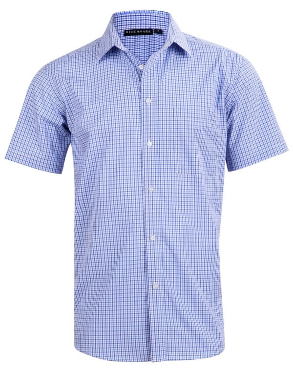 Benchmark Mens Multi-Tone Check Short Sleeve Shirt