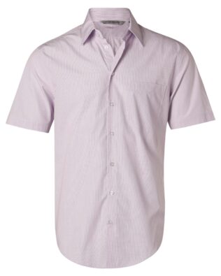 Benchmark Mens Mini Check Short Sleeve Shirt