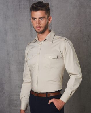 Benchmark Mens Long Sleeve Military Shirt