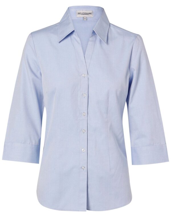 Benchmark Womens Fine Chambray 3/4 Sleeve Shirt
