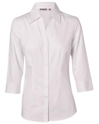 Benchmark Womens Cotton Poly Stretch 3/4 Sleeve Shirt
