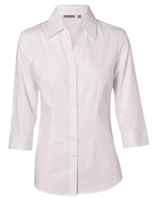 Benchmark Womens Cotton Poly Stretch 3/4 Sleeve Shirt