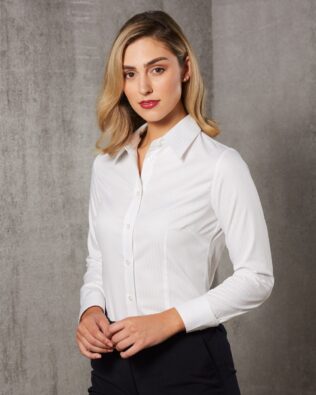 Benchmark Womens Self Stripe Long Sleeve Shirt