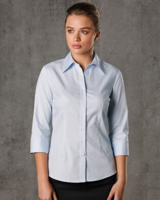 Benchmark Womens Self Stripe 3/4 Sleeve Shirt