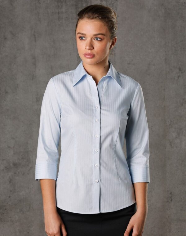 Benchmark Womens Self Stripe 3/4 Sleeve Shirt