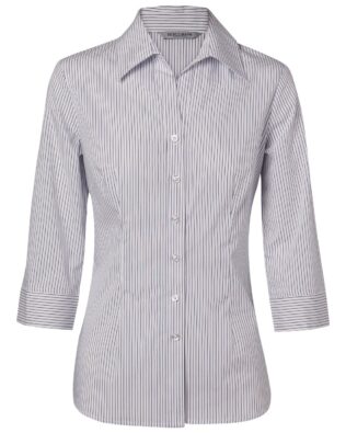 Benchmark Womens Ticking Stripe 3/4 Sleeve Shirt