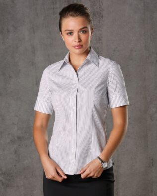 Benchmark Womens Ticking Stripe Short Sleeve Shirt