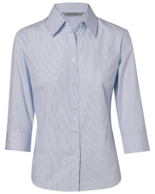 Benchmark Womens Fine Stripe 3/4 Sleeve Shirt