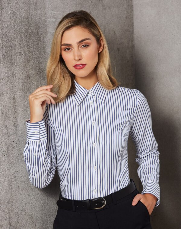 Benchmark Womens Sateen Stripe L/S Shirt