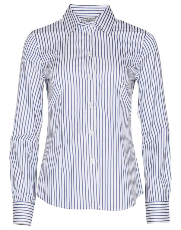 Benchmark Ladies Executive Sateen Stripe Long Sleeve Shirt