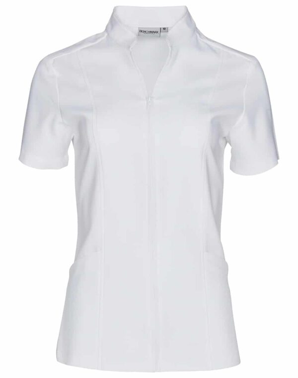 Benchmark Womens Full Zip Front Short Sleeve Tunic