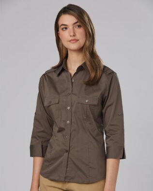 Benchmark Womens 3/4 Sleeve Military Shirt