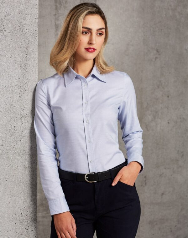 Benchmark Ladies Dot Contrast Long Sleeve Shirt