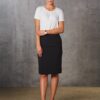 Benchmark Womens Mid Length Lined Pencil Skirt in Poly/Viscose Stretch Stripe