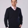 Benchmark Mens 100% Merino Wool V Neck L/S Sweater
